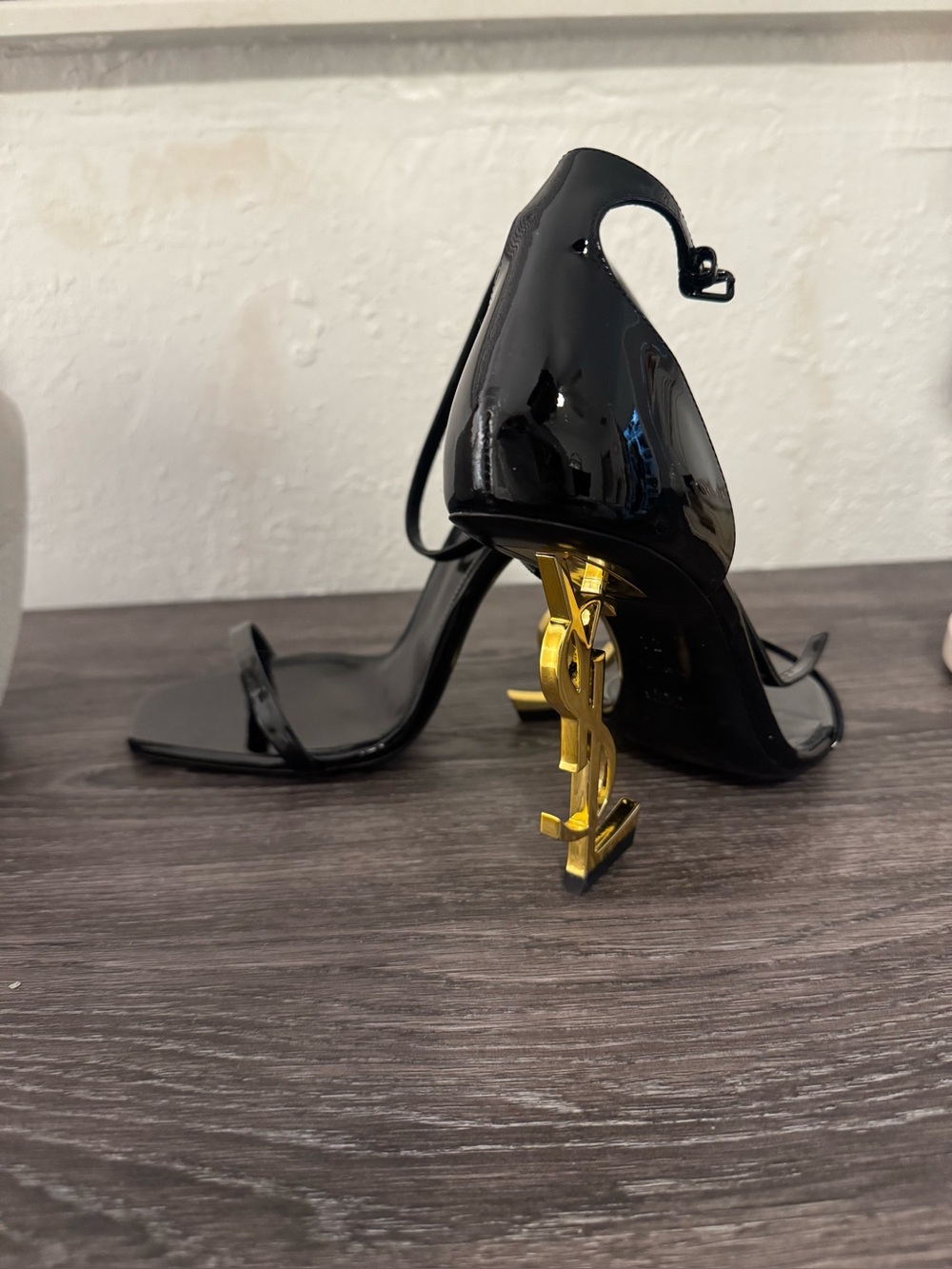 AUTHENTIC YSL Black Patent / Gold Logo Heel - Picture 2 of 10